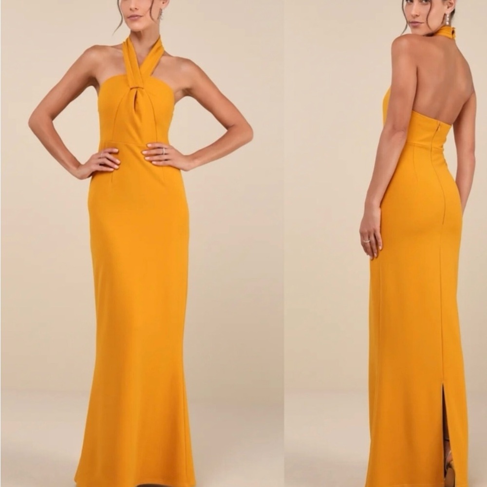 Lulu’s Mustard Halter Dress — Size M (Used Twice)